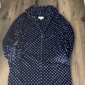 Oscar de la Renta Navy Polka Dot Robe